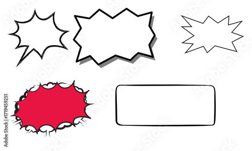 Collection of six diverse comic book speech bubbles.