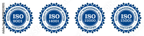 ISO certified badge vector design labels and quality management stickers