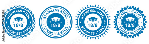 Stainless steel 18/8 badge vector design labels and certification stickers