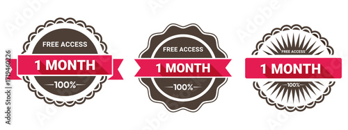 One month free access badge vector design labels and promotional stickers