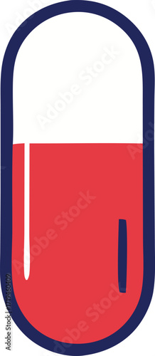 Red and white capsule medicine pill isolated graphic health care pharmaceutical concept icon