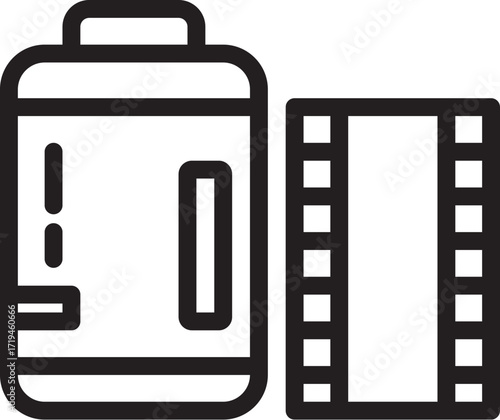 Vector illustration of a film roll and camera cartridge icon for photography and filmmaking