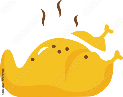 Vector illustration of a golden roasted chicken icon ready for a delicious meal