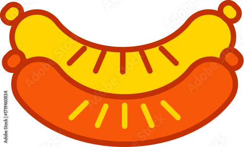 Stylized vector illustration of a sausage icon for food and culinary designs