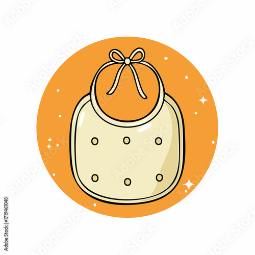 Hand drawn cartoon baby bib with a bow.
