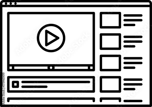 Modern website and video player interface vector illustration for digital media and online content
