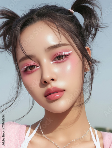 High-fashion K-beauty look ...