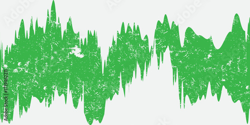 Vibrant green textured abstract background with a fluctuating line design and grunge effect.