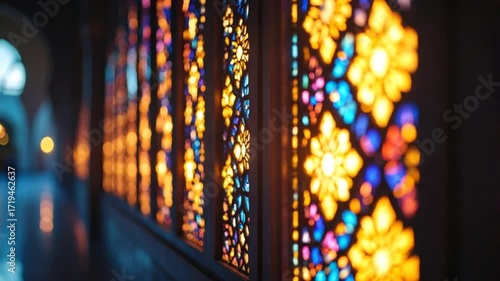 Stained glass panels display