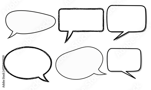 Collection of various comic book style speech bubbles in different shapes.