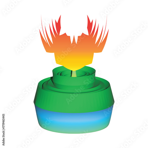 Flame-Topped Vessel – 3D Sacred Geometry with Gradient Layers and Fluid Contour Resonance