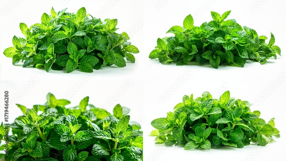 Obraz premium A bunch of fresh mint leaves background motion expression cartoonish colorful gesture movement design layers backgrounds illustration elements depth composition style emotion figure