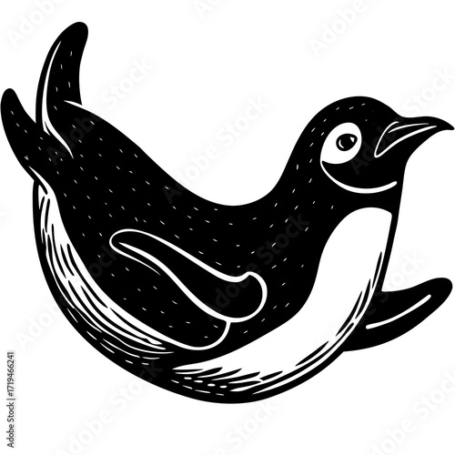 Playful penguin illustration ready for an adventure in the arctic landscape