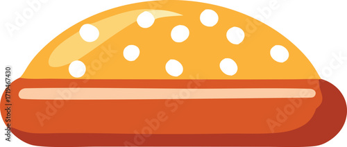 Round cartoon mushroom object with spotted cap and stem a whimsical food element for digital and print designs