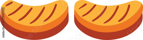 Close up view of two grilled bread slices with grill marks and drips of sauce a delicious food concept for breakfast lunch or dinner