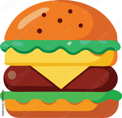 Juicy cheeseburger icon delicious fast food meal fresh ingredients classic american burger design for menus websites and apps