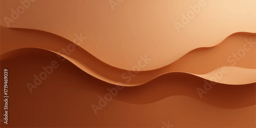 Vector illustration of a curved wave pattern on a brown chocolate background with a hint of orange color