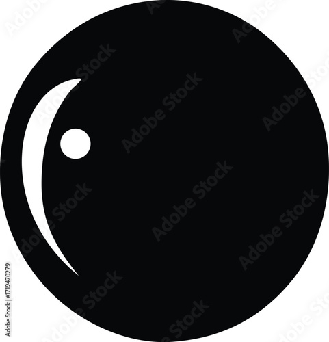 Simple black sphere with highlight and reflection graphic element for design projects and concepts