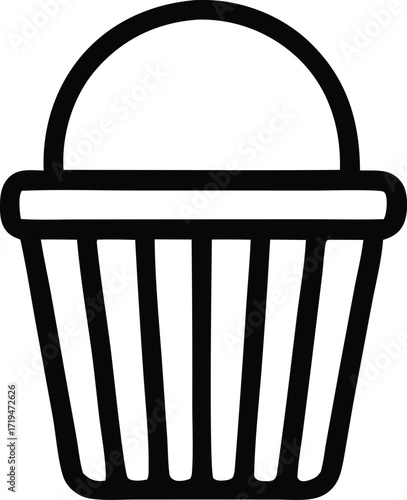 Simple line art shopping basket icon symbolizing commerce retail online shopping and e-commerce transactions for digital platforms.