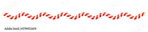 Striped candy cane line. Christmas sweet decoration. Vector illustration isolated on white.