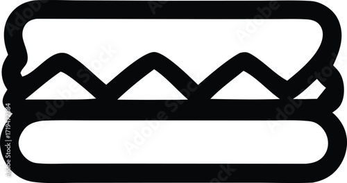 Simple icon representing a sandwich or burger with distinct layers and a wavy fill suggesting toppings or bread texture