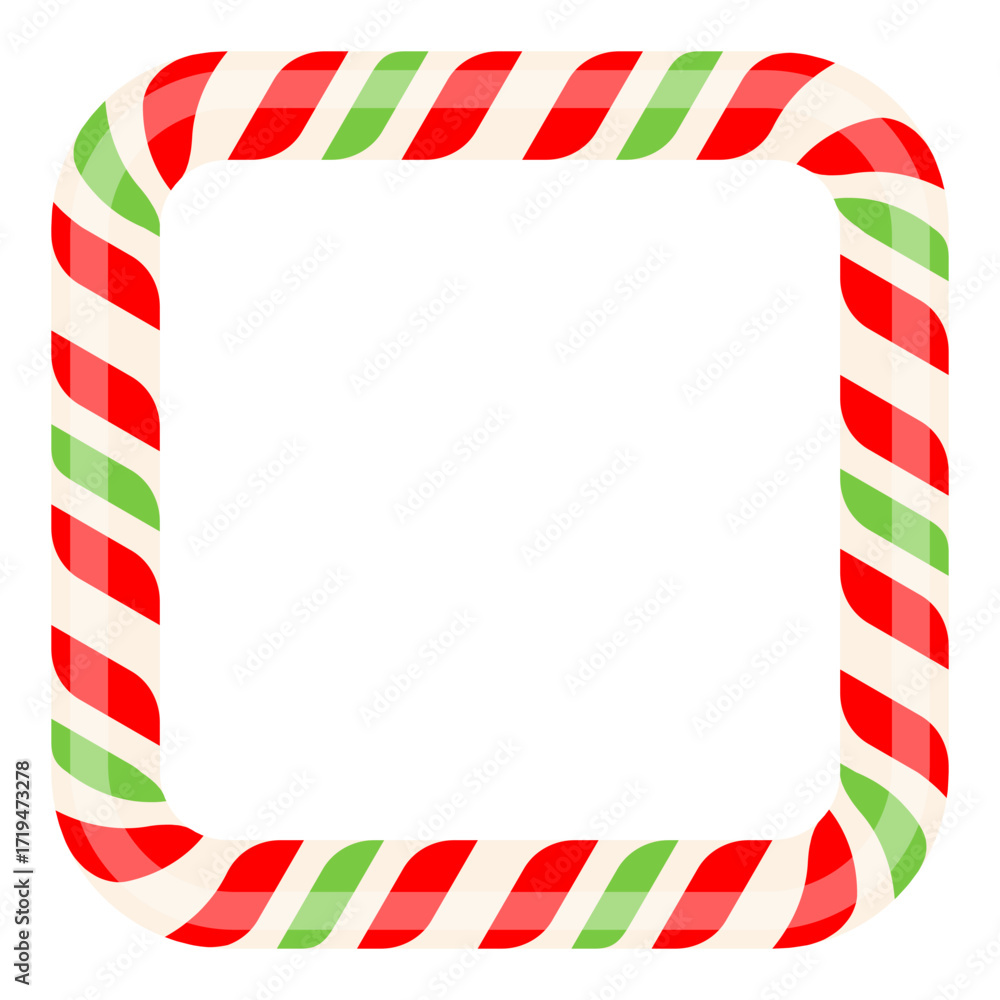 Obraz premium Square striped candy frame. Christmas sweet decoration. Vector illustration isolated on white.