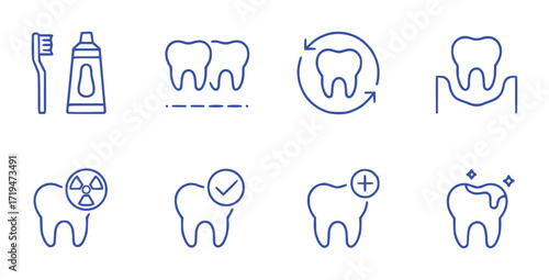 Dental Care Icons Toothbrush, Tooth Health, and Treatments