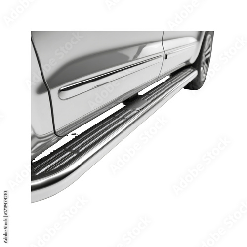 Polished Stainless Steel Running Boards on a Pickup Truck