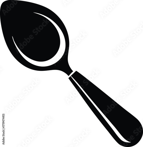 Simple silhouette of a spoon for kitchenware culinary food service and dining design elements graphic object