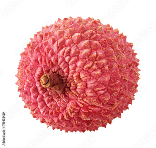 Single lychee fruit isolated on white background