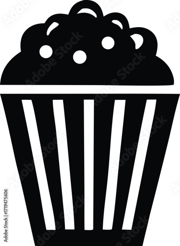 Classic popcorn bucket silhouette for entertainment and snack time designs cinema movie night food icon