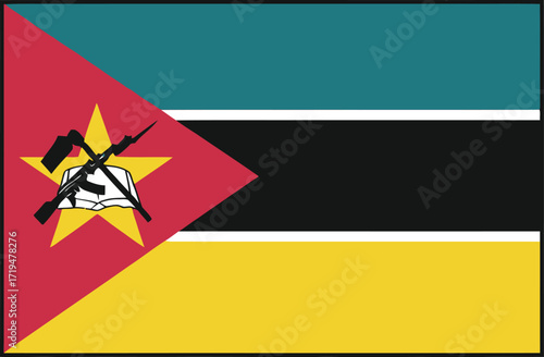 Flag of Mozambique: a detailed view of the national flag.