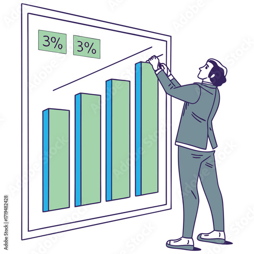 Clean and modern bar chart design with vibrant color blocks and data visualization elements