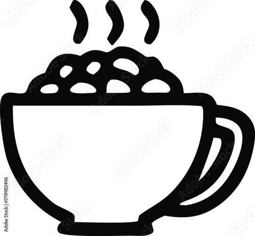 Cozy hot cocoa with marshmallows in a simple cup steam rising warm beverage comforting treat hand drawn style