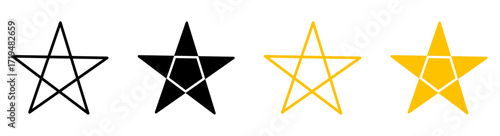 Pentagram star icon isolated Vector Illustration, Five pointed symbol, Occult magic sign, Wicca pagan glyph, or Esoteric geometry shape