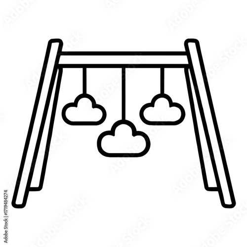 Baby Play Gym with Cloud Toys Icon Vector - Adorable Nursery and Child Development Symbol