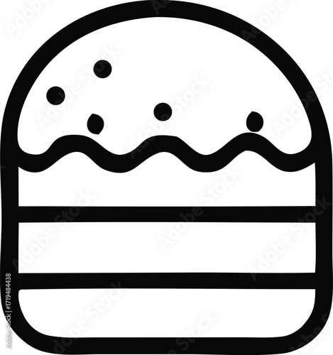 Simple hand-drawn burger icon a delicious treat symbol representing fast food and classic american cuisine