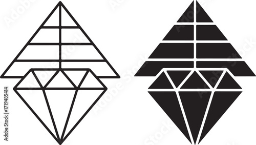 Geometric Diamond Arrow Icon, Polygon Jewel Symbol
