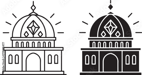 Diamond Dome Icon, Gem Architecture Building Symbol