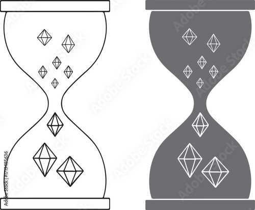Hourglass Diamond Icon, Sand Timer Gemstone Symbol