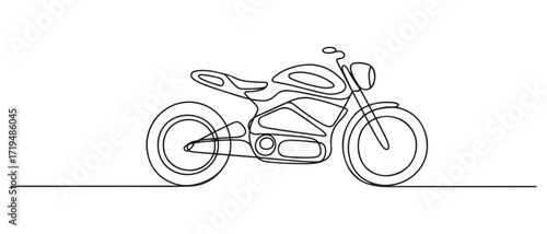 Simple continuous line draw of cool electric motorbike. one line Icon drawing with white background