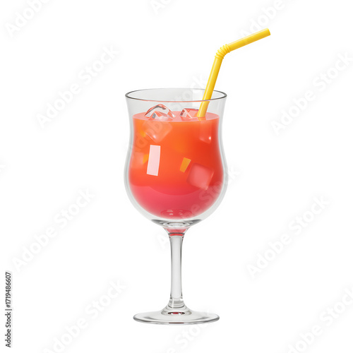 Wallpaper Mural Pink Cocktail with Straw, isolated on transparent background Torontodigital.ca
