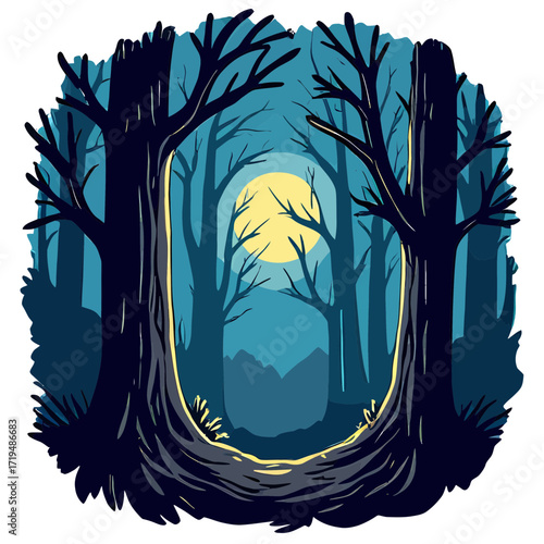 Spooky forest, glowing eyes in the dark, eerie atmosphere | vector illustration of an abstract background | vector illustration of a tropical island | vector illustration of an abstract background wit