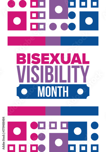 Bisexual Visibility Month. Celebrate Bisexuality Day. Bisexual Pride and Bi Visibility Day. Bisexual flag. Coming out. Celebrated annual in September. Festival and parade. Poster. Vector illustration