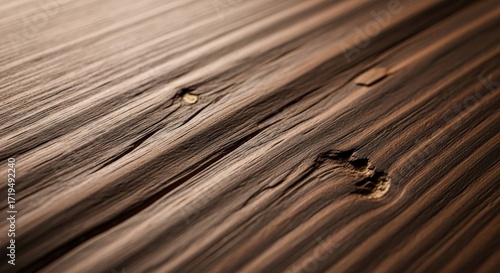 Close-up of weathered wooden surface with knots and grain.