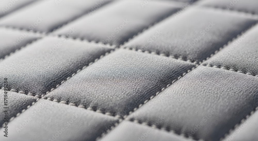 Obraz premium Close-up of Gray Quilted Fabric with Stitching Detail.