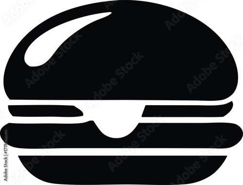 Simple black silhouette icon of a delicious hamburger representing fast food and american cuisine a classic burger symbol.