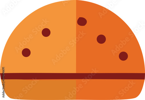 Delicious chocolate chip cookie flat icon graphic representing sweet baked goods and confectionery treats