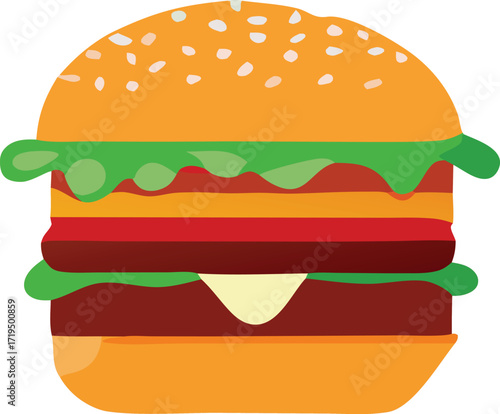 Juicy double cheeseburger with toasted sesame seed bun and fresh lettuce delicious fast food meal isolated