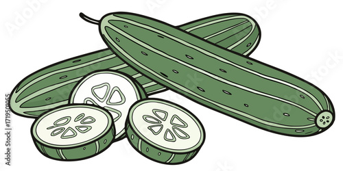 cucumber collection isolated on transparent background	